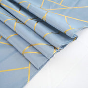 54"x54" Polyester Square Table Overlay with Metallic Geometric Pattern - Dusty Blue with Gold TAB_FOIL_5454_086_G