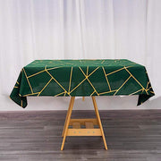 54"x54" Polyester Square Table Overlay with Metallic Geometric Pattern