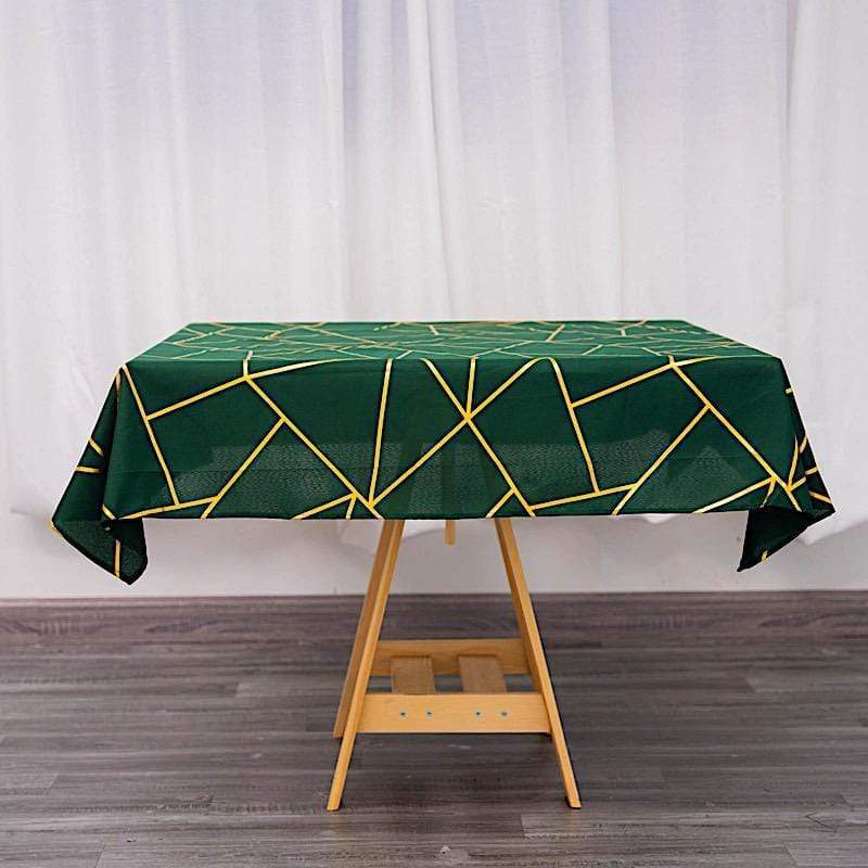 54"x54" Polyester Square Table Overlay with Metallic Geometric Pattern