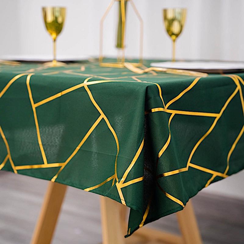 54"x54" Polyester Square Table Overlay with Metallic Geometric Pattern