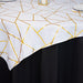 54"x54" Polyester Square Table Overlay with Metallic Geometric Pattern - White with Gold TAB_FOIL_5454_WHT_G