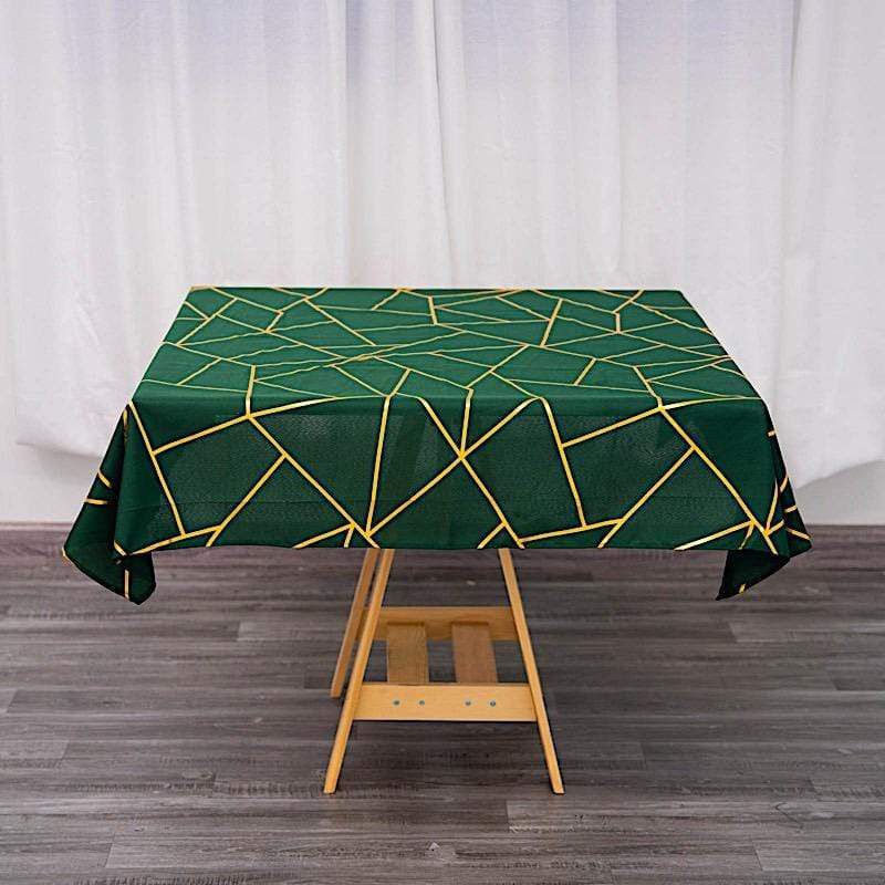 54"x54" Polyester Square Table Overlay with Metallic Geometric Pattern
