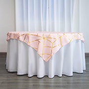 54"x54" Polyester Square Table Overlay with Metallic Geometric Pattern
