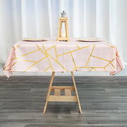 54"x54" Polyester Square Table Overlay with Metallic Geometric Pattern