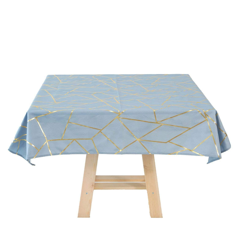 54"x54" Polyester Square Table Overlay with Metallic Geometric Pattern