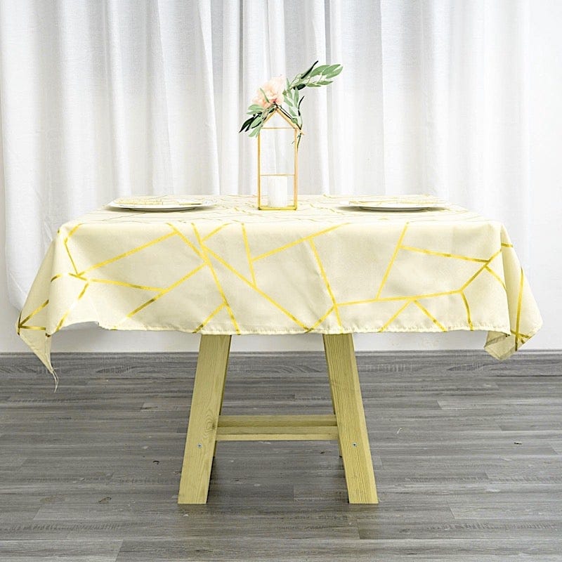 54"x54" Polyester Square Table Overlay with Metallic Geometric Pattern