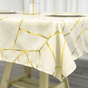 54"x54" Polyester Square Table Overlay with Metallic Geometric Pattern