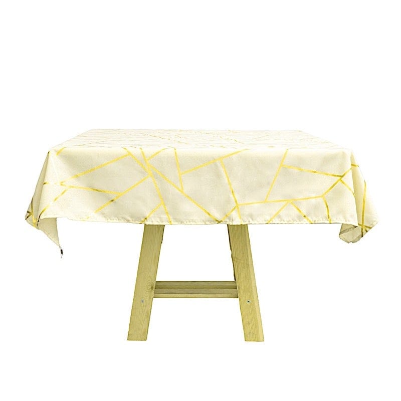 54"x54" Polyester Square Table Overlay with Metallic Geometric Pattern