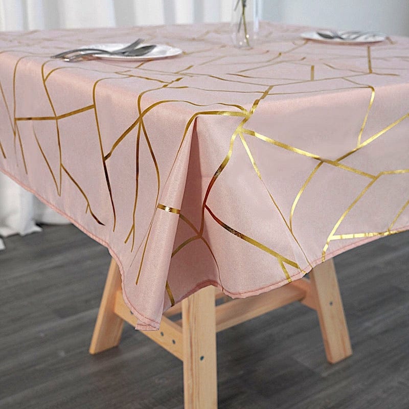 54"x54" Polyester Square Table Overlay with Metallic Geometric Pattern