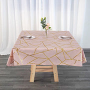 54"x54" Polyester Square Table Overlay with Metallic Geometric Pattern