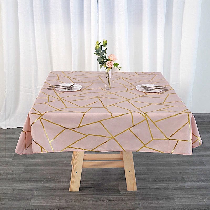 54"x54" Polyester Square Table Overlay with Metallic Geometric Pattern