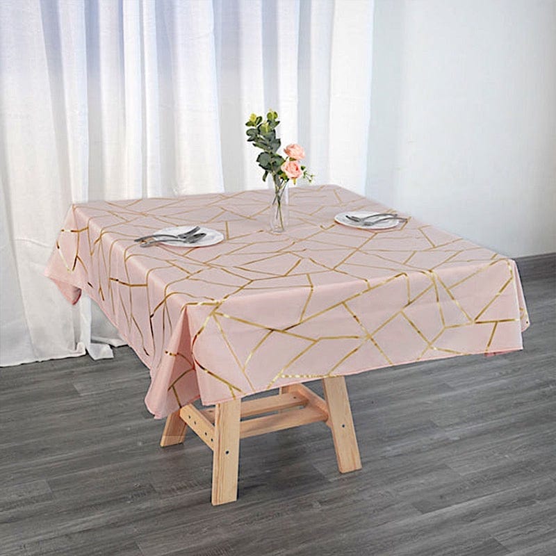 54"x54" Polyester Square Table Overlay with Metallic Geometric Pattern