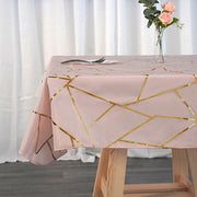 54"x54" Polyester Square Table Overlay with Metallic Geometric Pattern