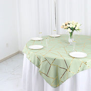 54"x54" Polyester Square Table Overlay with Metallic Geometric Pattern