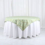 54"x54" Polyester Square Table Overlay with Metallic Geometric Pattern