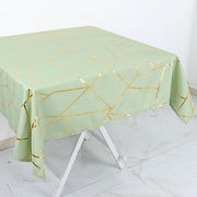 54"x54" Polyester Square Table Overlay with Metallic Geometric Pattern