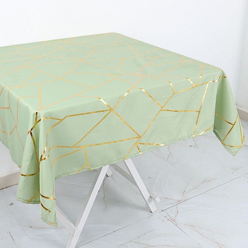 54"x54" Polyester Square Table Overlay with Metallic Geometric Pattern
