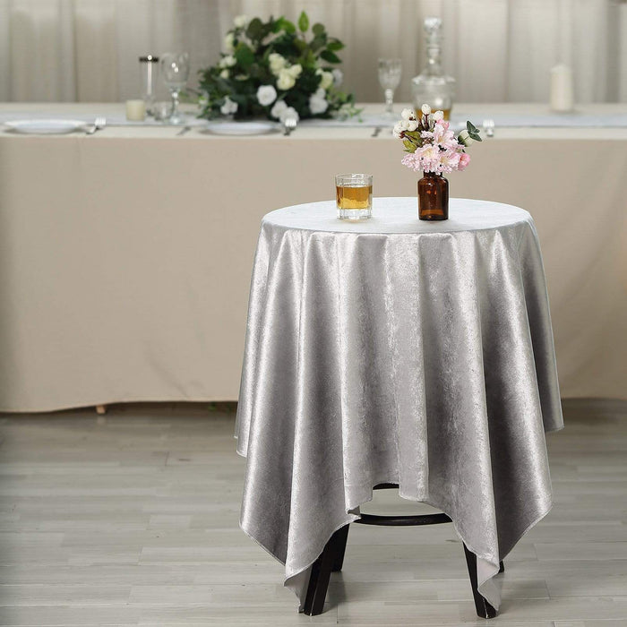 54"x54" Premium Velvet Square Table Overlay - Silver Light Gray TAB_VEL_5454_SILV
