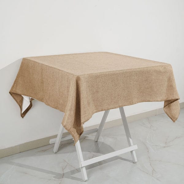 54"x54" Square Faux Burlap Polyester Tablecloth - Natural TAB_JUTE03_5454_NAT