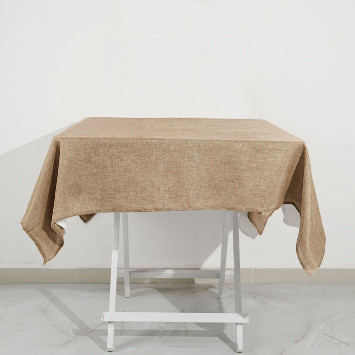 54"x54" Square Faux Burlap Polyester Tablecloth - Natural TAB_JUTE03_5454_NAT