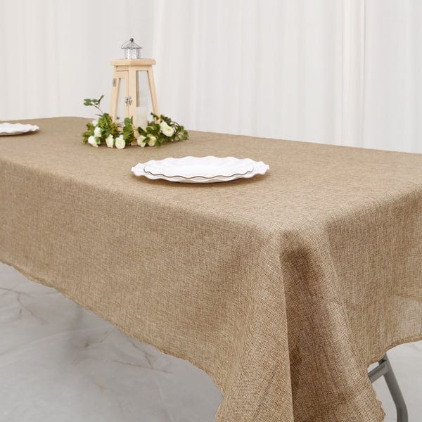 54"x96" Rectangular Faux Burlap Polyester Tablecloth - Natural TAB_JUTE03_5496_NAT