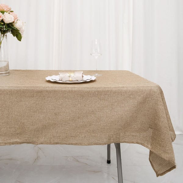 54"x96" Rectangular Faux Burlap Polyester Tablecloth - Natural TAB_JUTE03_5496_NAT