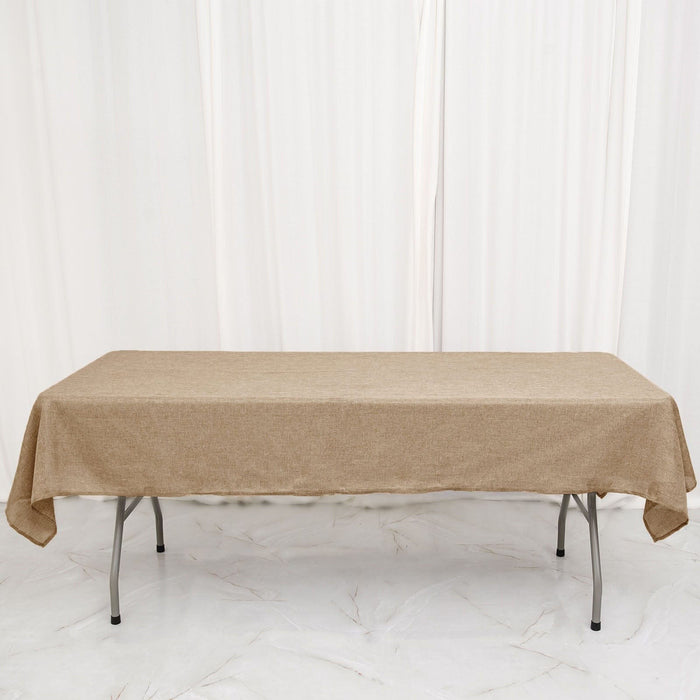 54"x96" Rectangular Faux Burlap Polyester Tablecloth - Natural TAB_JUTE03_5496_NAT
