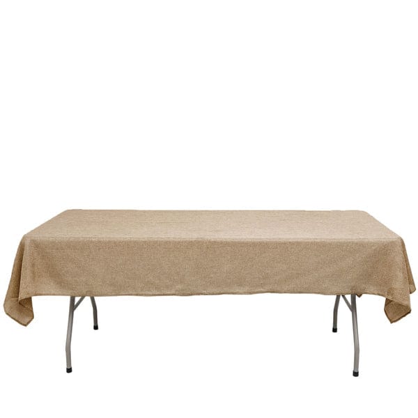 54"x96" Rectangular Faux Burlap Polyester Tablecloth - Natural TAB_JUTE03_5496_NAT