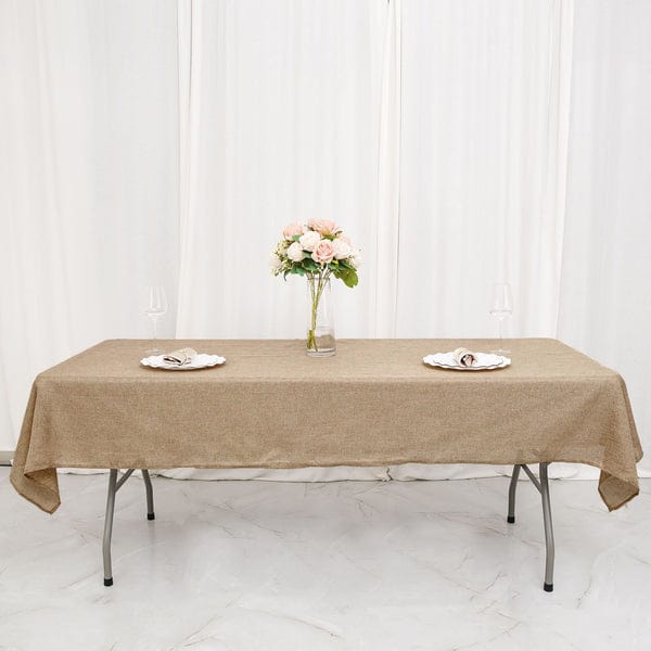 54"x96" Rectangular Faux Burlap Polyester Tablecloth - Natural TAB_JUTE03_5496_NAT