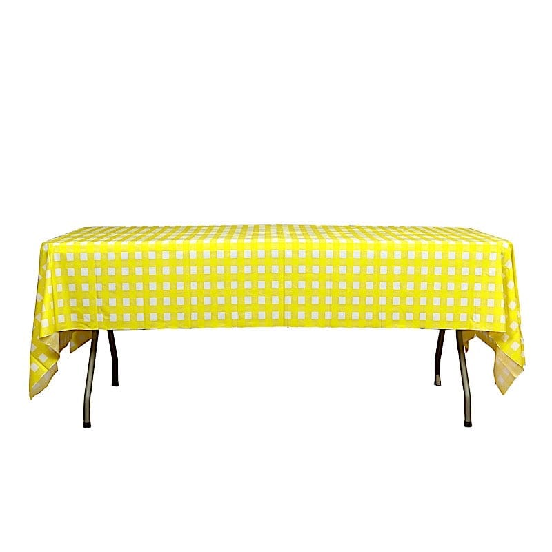 54x108" Checkered Disposable Plastic Table Cover Tablecloth