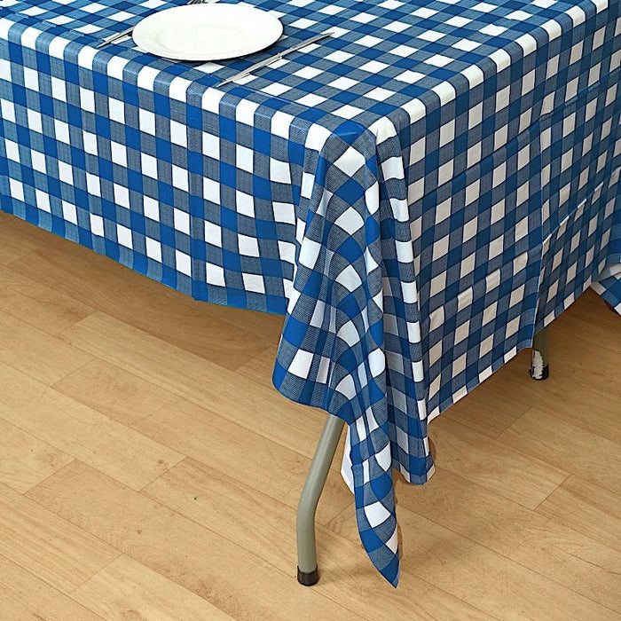 54x108" Checkered Disposable Plastic Table Cover Tablecloth TAB_PVC_CHK02_NAVY