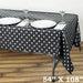 54x108" Polka Dots Disposable Plastic Table Cover Tablecloth - Black and Silver TAB_PVC_DOT02_003