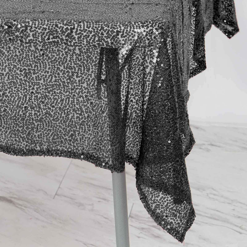 54x54" Sequined Square Tablecloth - Black TAB_02_5454_BLK