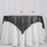 54x54" Sequined Square Tablecloth - Black TAB_02_5454_BLK