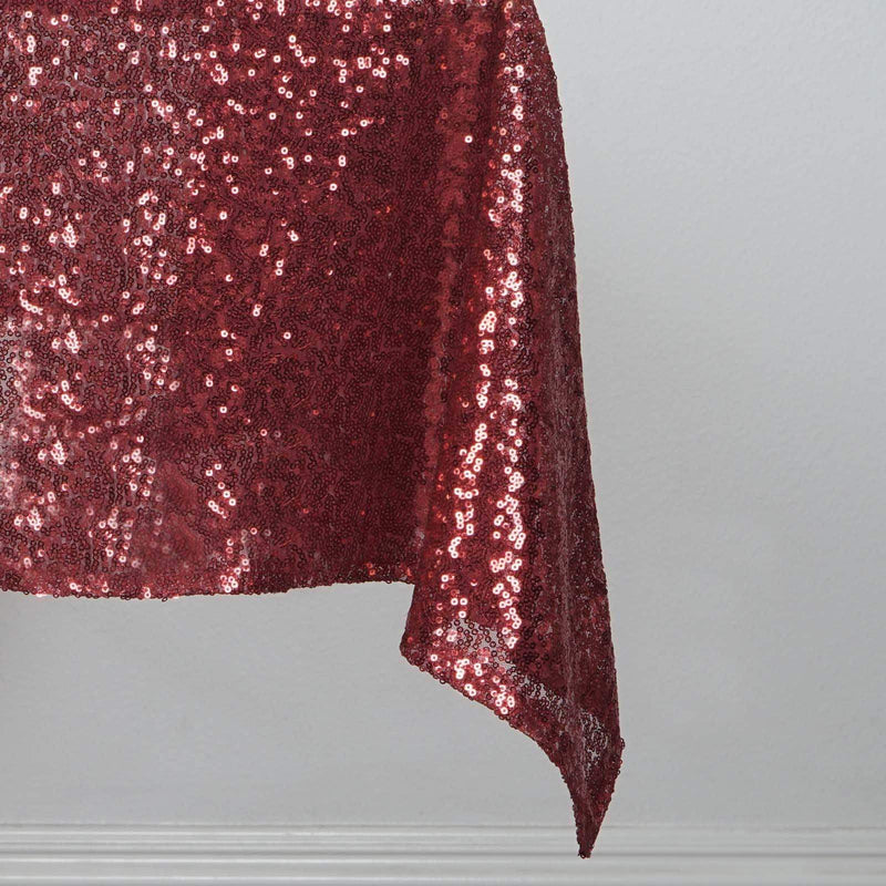 54x54" Sequined Square Tablecloth - Burgundy TAB_02_5454_BURG