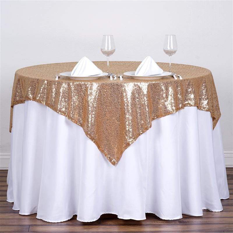 54x54" Sequined Square Tablecloth - Gold TAB_02_5454_GOLD