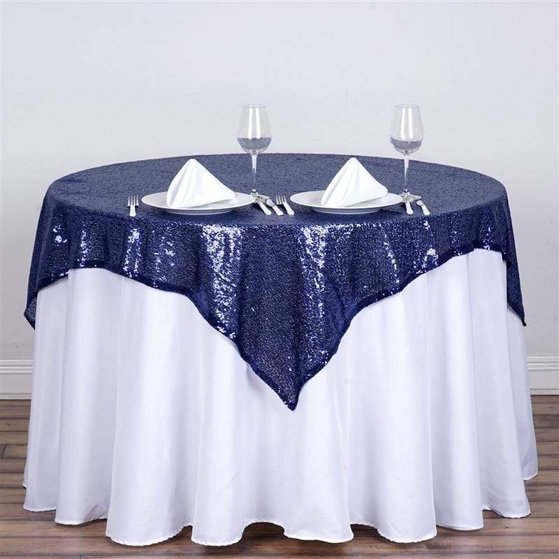 54x54" Sequined Square Tablecloth - Navy Blue TAB_02_5454_NAVY