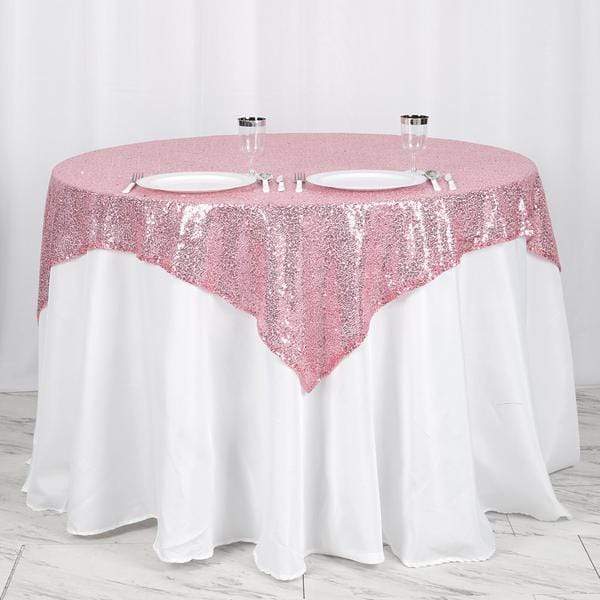 54x54" Sequined Square Tablecloth - Pink TAB_02_5454_PINK