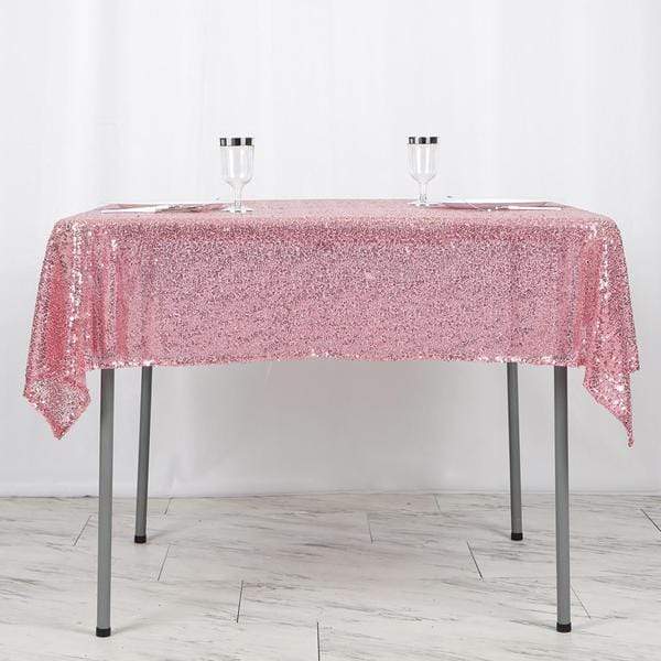 54x54" Sequined Square Tablecloth - Pink TAB_02_5454_PINK