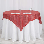 54x54" Sequined Square Tablecloth - Red TAB_02_5454_RED
