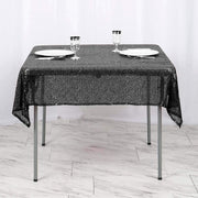 54x54" Sequined Square Tablecloth - Black TAB_02_5454_BLK