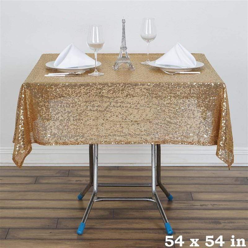 54x54" Sequined Square Tablecloth - Gold TAB_02_5454_GOLD