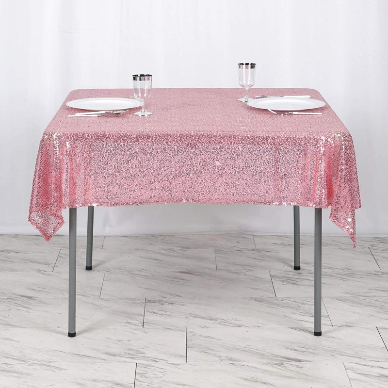 54x54" Sequined Square Tablecloth - Pink TAB_02_5454_PINK