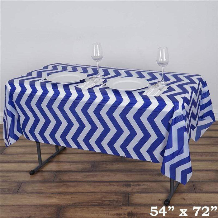 54x72" Chevron Disposable Plastic Table Cover Tablecloth - Royal Blue TAB_PVC_CHEV01_ROY