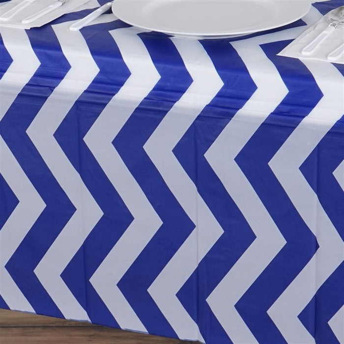 54x72" Chevron Disposable Plastic Table Cover Tablecloth - Royal Blue TAB_PVC_CHEV01_ROY