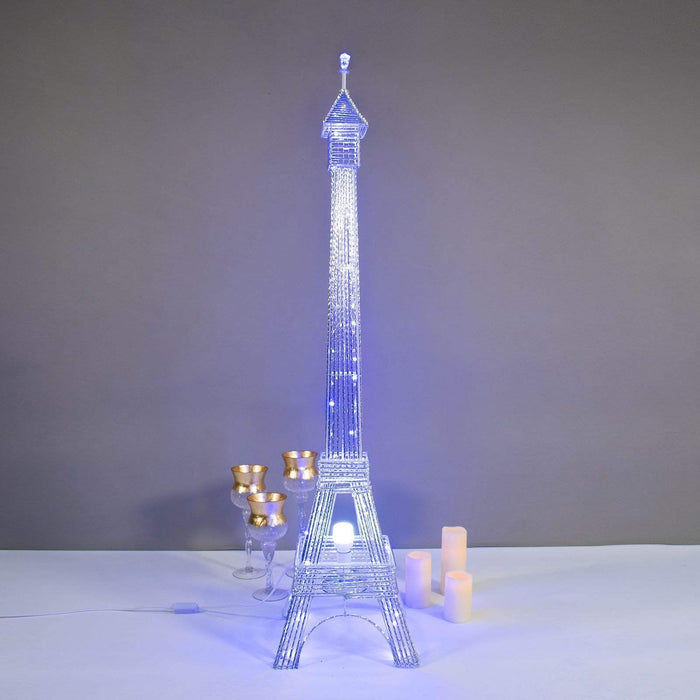 57" tall LED Lights Eiffel Tower Wedding Party Decorations PROP_EIF003_SILV