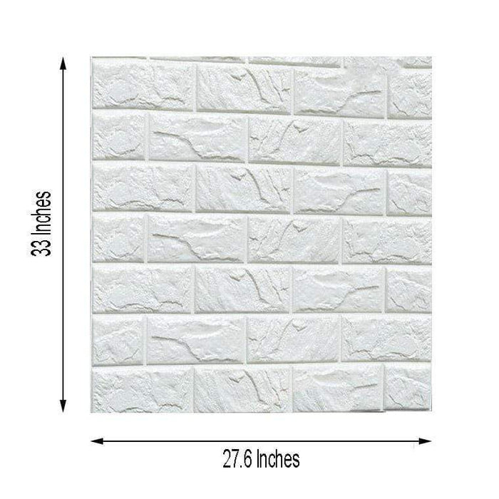 10 Pack  58 Sq.Ft White Foam Brick Wall Tiles Peel And Stick 3D