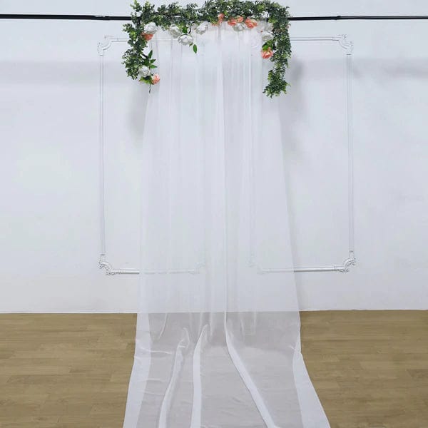 5ft x 14ft Premium Chiffon Sheer Backdrop Curtain Window Drape Panel CUR_PANORGZ_14_WHT