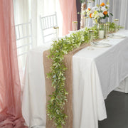 6.5 ft Artificial Peperomia Tetragona Leaves Garland Faux Hanging Vine - Green and White ARTI_GLND_GRN019