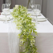 6.5 ft Artificial Peperomia Tetragona Leaves Garland Faux Hanging Vine - Green and White ARTI_GLND_GRN019